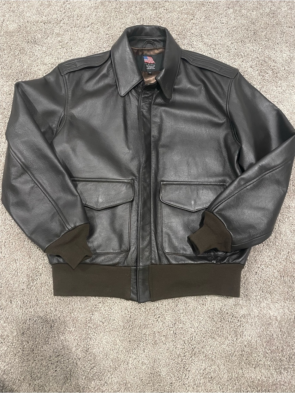 Men's Brown Leather Bomber Jacket